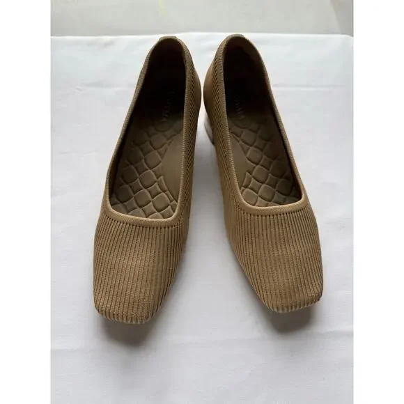 VIVAIA Square-Toe Chunky Heels (Melody Pro) Nude Peach Shoe Sz 9.5/41.5